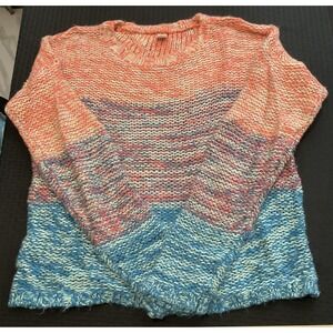 Twisted Angels Sweater Womens XL Multicolor Chunky Knit Crewneck Pullover